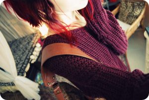 Girl In A Bordeaux Sweater